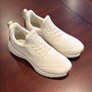 White Sneakers with Tan Accents